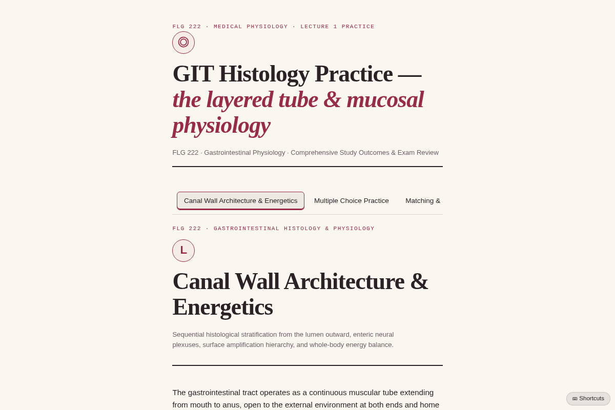 Preview of FLG 222 Lecture 1 — GIT Histology Practice App