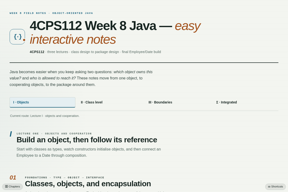 Preview of 4CPS112 Week 8 Java — Easy Interactive Notes