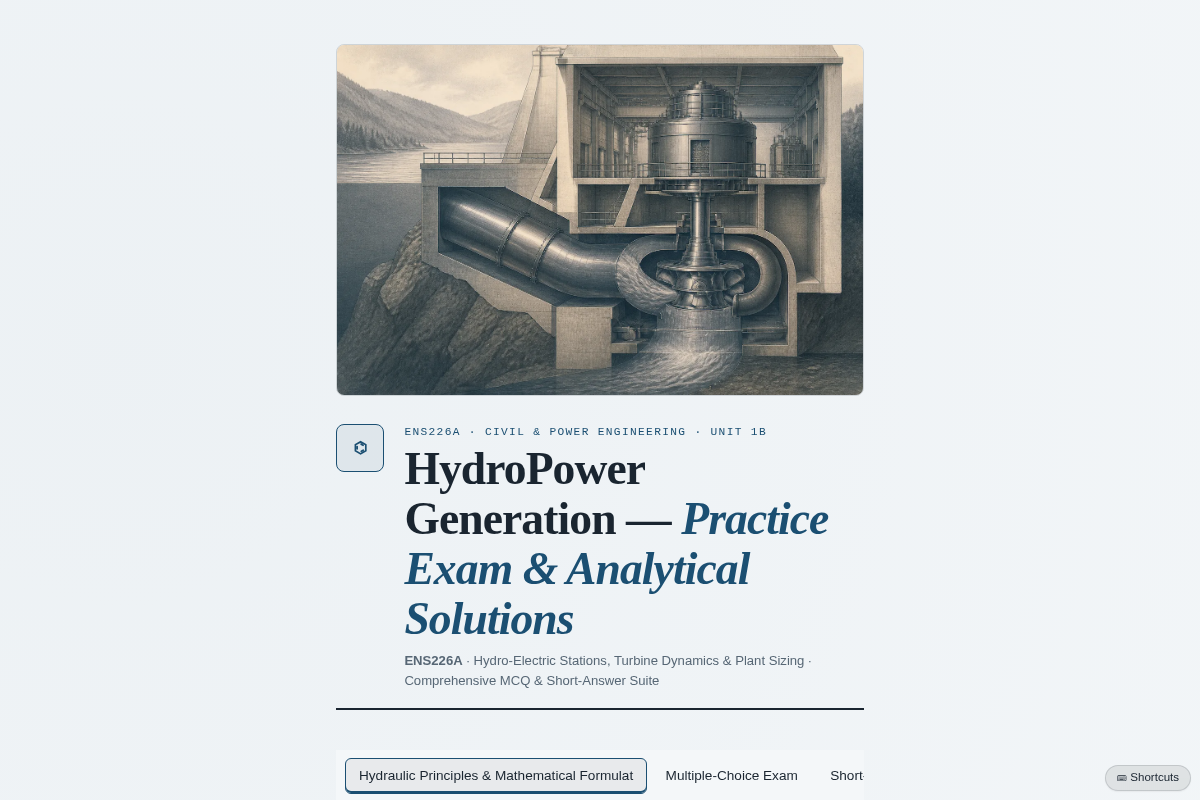 Preview of ENS226A Practice Exam — Unit 1b HydroPower Generation