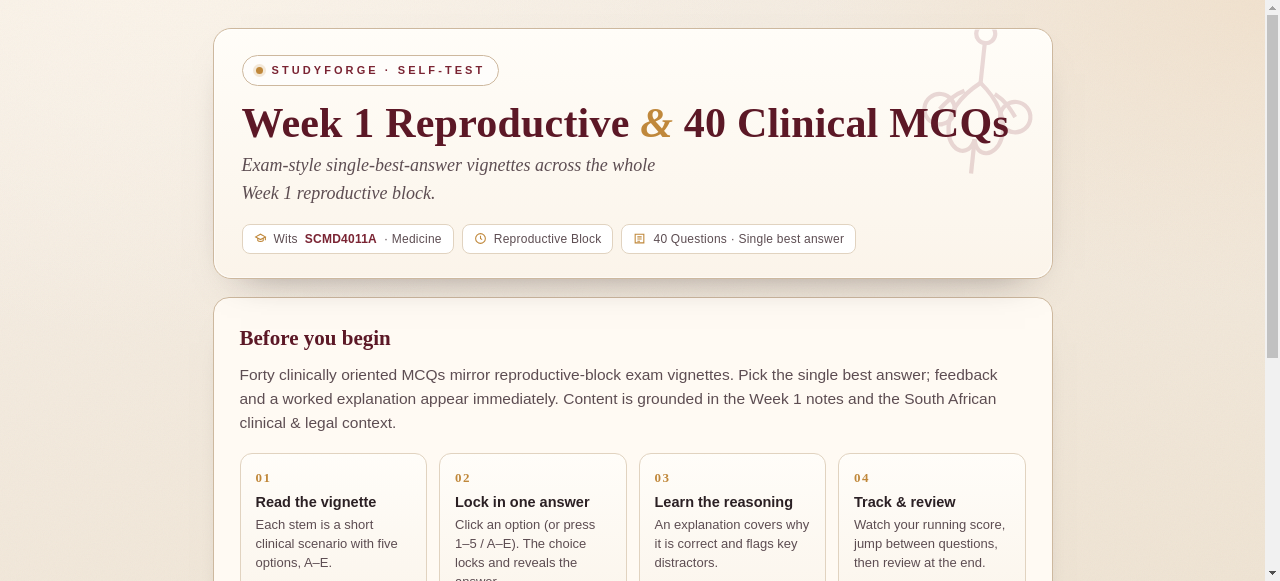 Preview of Week 1 Reproductive – 40 Clinical MCQs