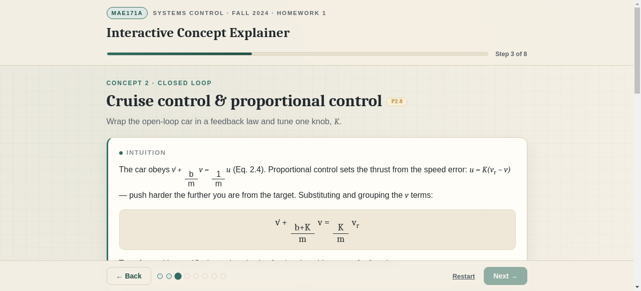 Preview of MAE171A HW1 — Interactive Concept Explainer