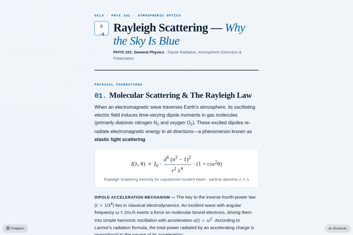 Preview of Rayleigh Scattering: Why the Sky Is Blue — Interactive Study App