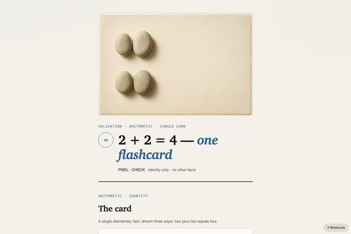 Preview of 2 + 2 = 4 — Single Flashcard (Validation Test)