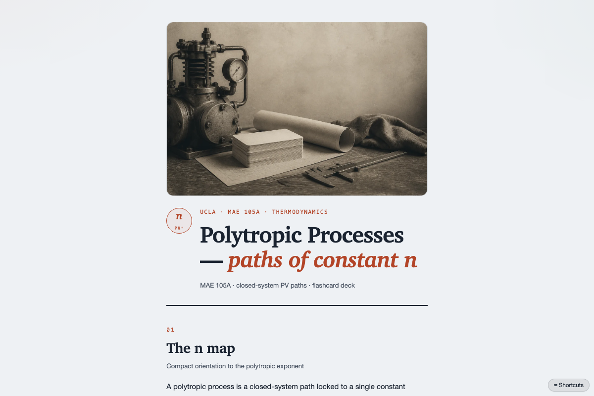 Preview of Polytropic Processes — Flashcards (MAE 105A)