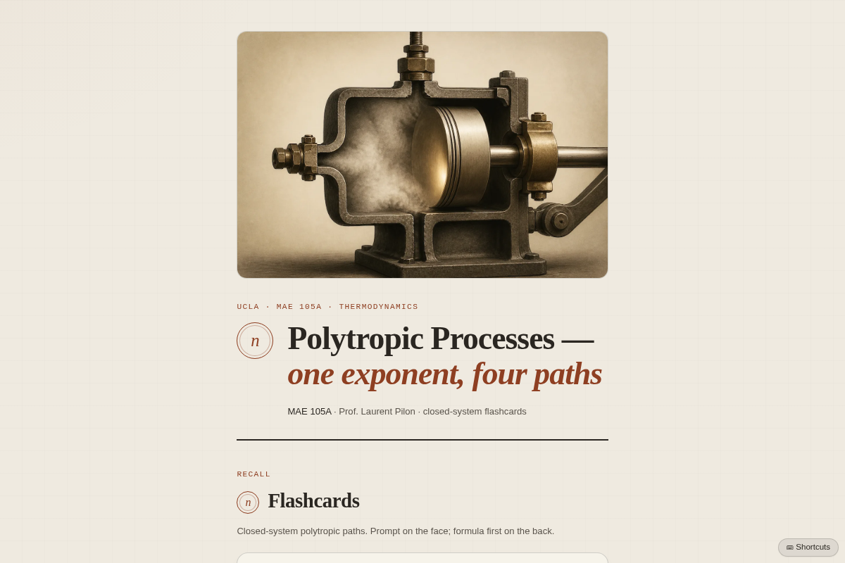Preview of Polytropic Processes Flashcards — MAE 105A