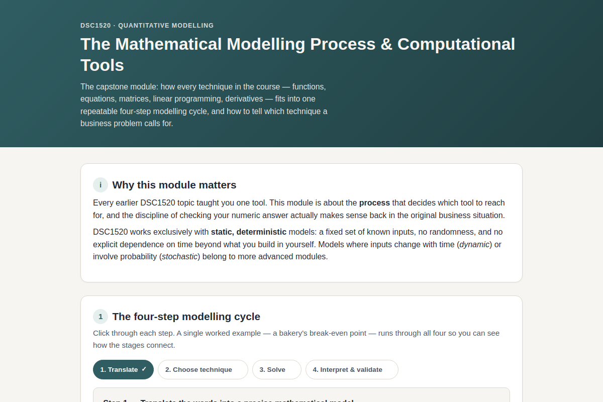 Preview of DSC1520: The Mathematical Modelling Process & Computational Tools