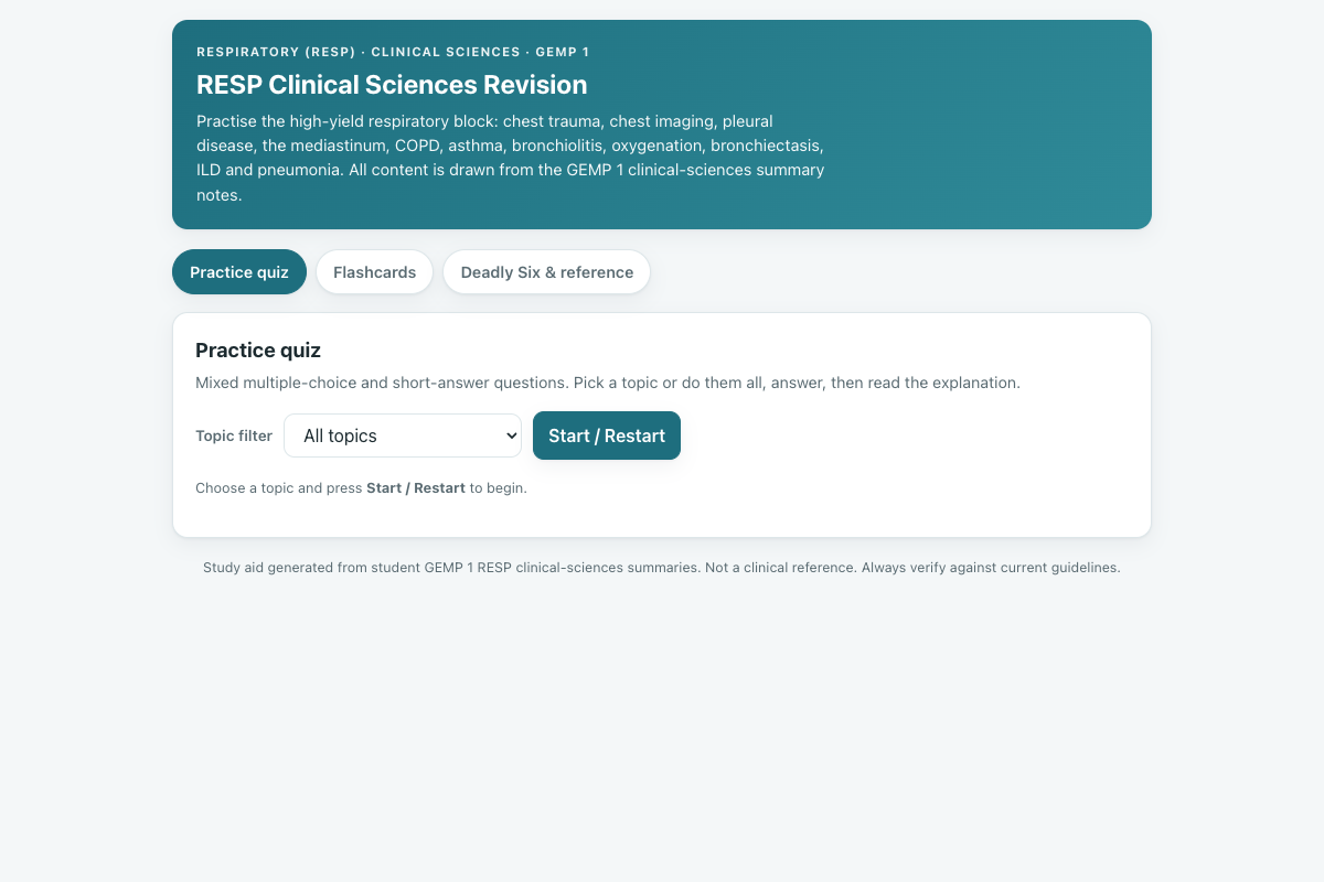 Preview of RESP Clinical Sciences: Chest Trauma, Pleural Disease, COPD & Pneumonia — GEMP 1