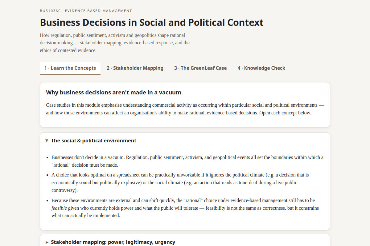 Preview of BUS1036F: Business Decisions in Social and Political Context