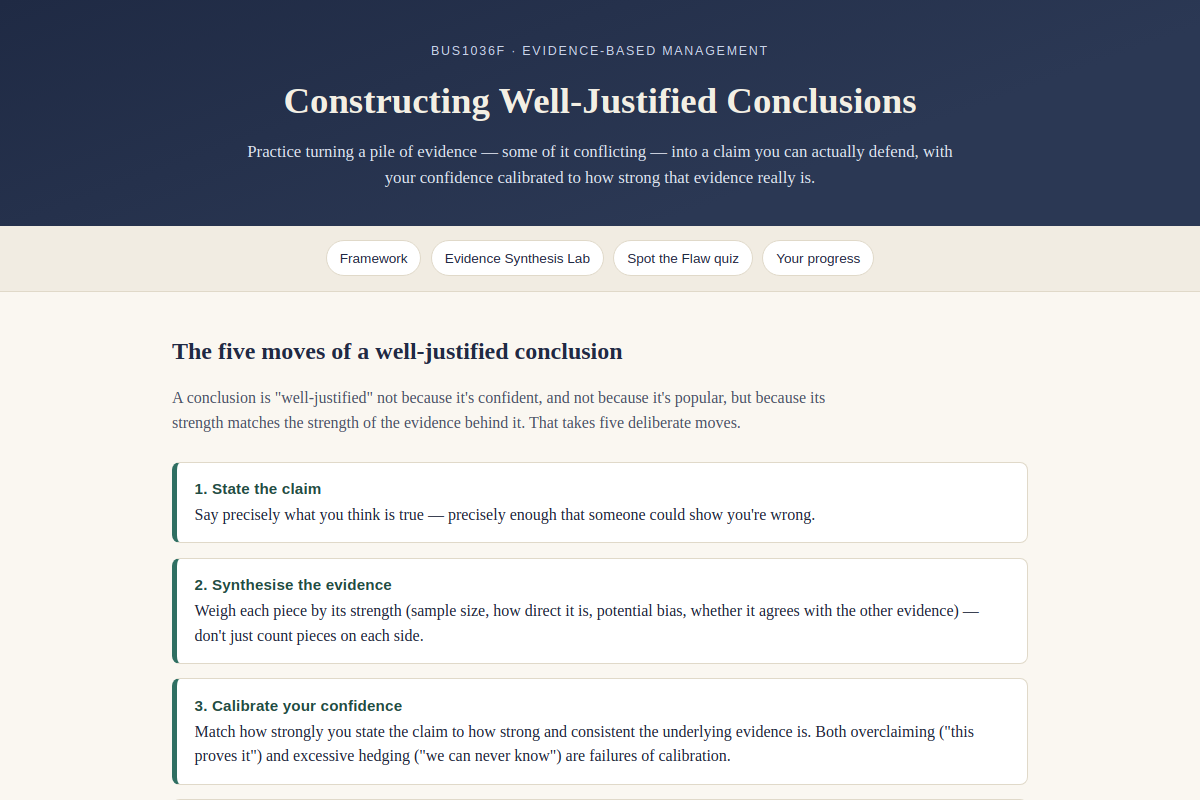 Preview of BUS1036F: Constructing Well-Justified Conclusions from Evidence