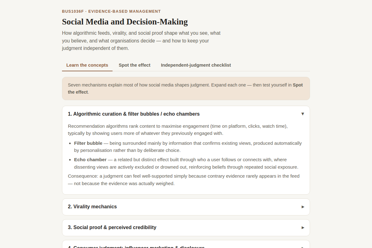 Preview of BUS1036F: Social Media's Influence on Judgment and Decision-Making