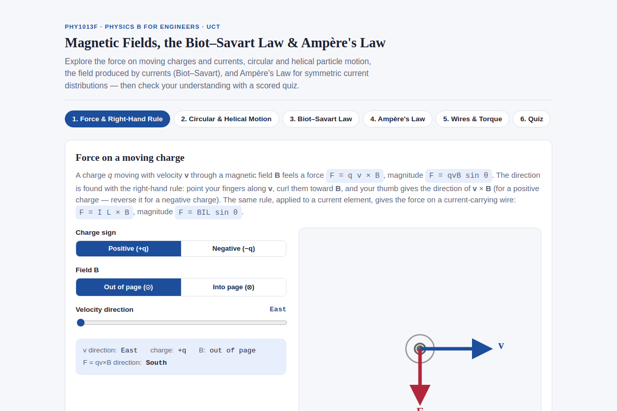 Preview of PHY1013F Magnetic Fields, Biot–Savart Law & Ampère's Law (UCT)