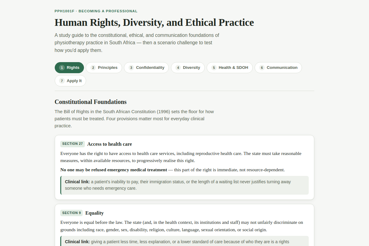 Preview of PPH1001F: Human Rights, Diversity & Ethical Practice in Physiotherapy