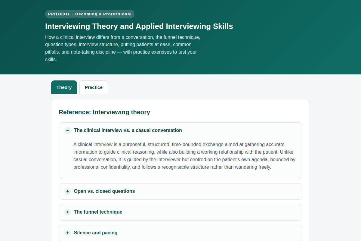 Preview of PPH1001F: Interviewing Theory and Applied Interviewing Skills Trainer