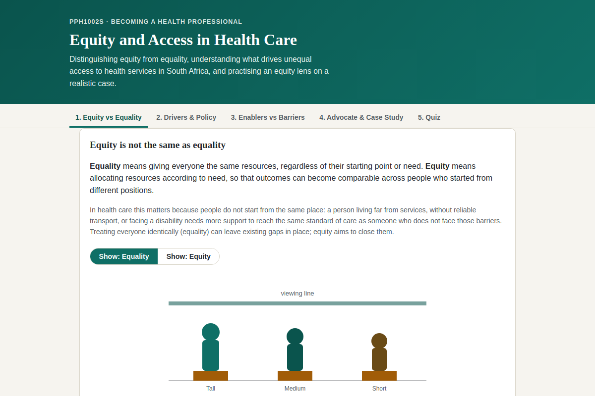 Preview of PPH1002S: Equity and Access in Health Care — UCT Study Tool