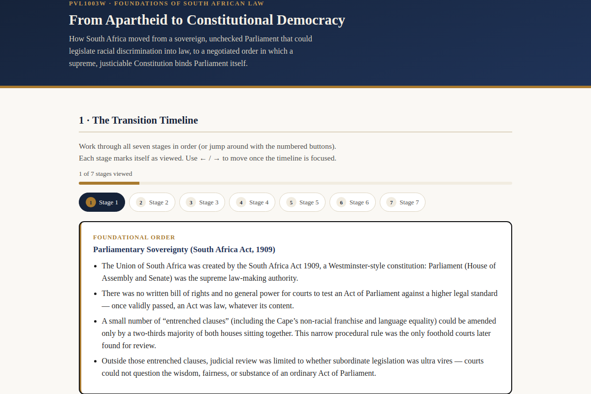Preview of PVL1003W: From Apartheid to Constitutional Democracy — SA's Legal Transition