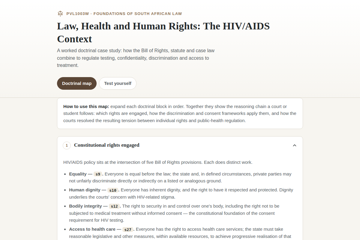 Preview of PVL1003W: Law, Health and Human Rights — The HIV/AIDS Constitutional Context