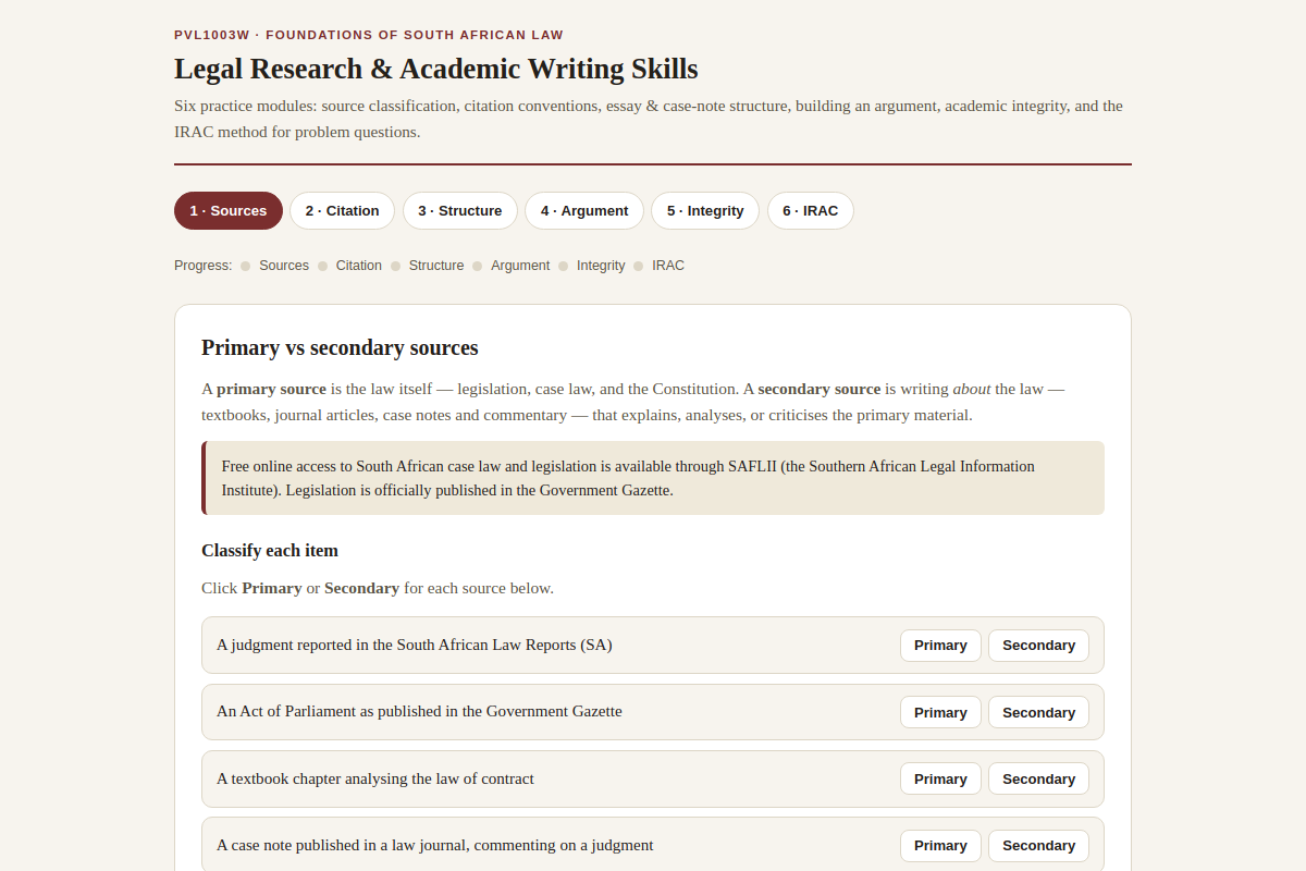 Preview of PVL1003W: Legal Research & Academic Writing Skills Practice Toolkit