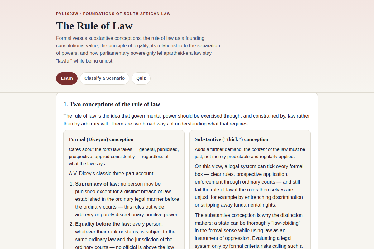 Preview of PVL1003W: The Rule of Law — Formal vs Substantive Conceptions