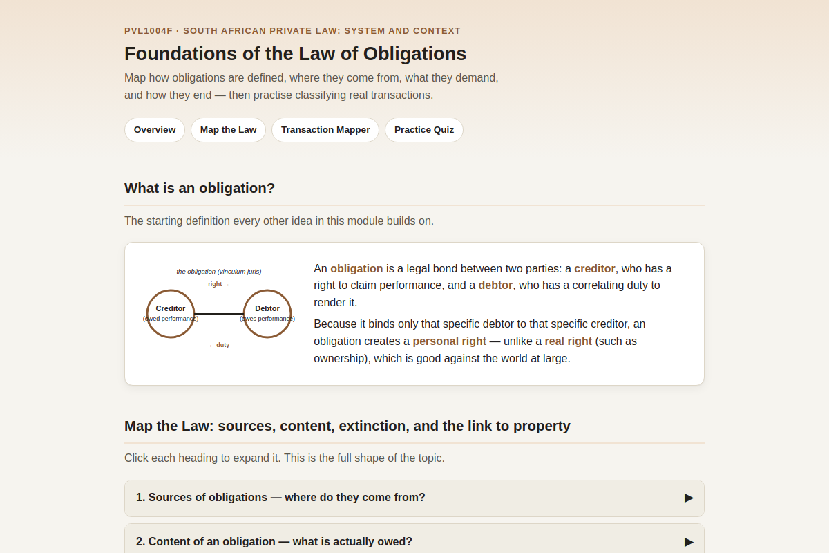 Preview of PVL1004F: Foundations of the Law of Obligations — Sources, Content & Extinction