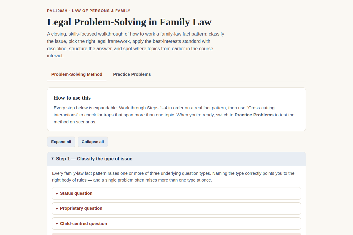 Preview of PVL1008H: Legal Problem-Solving Method in Family Law (UCT)