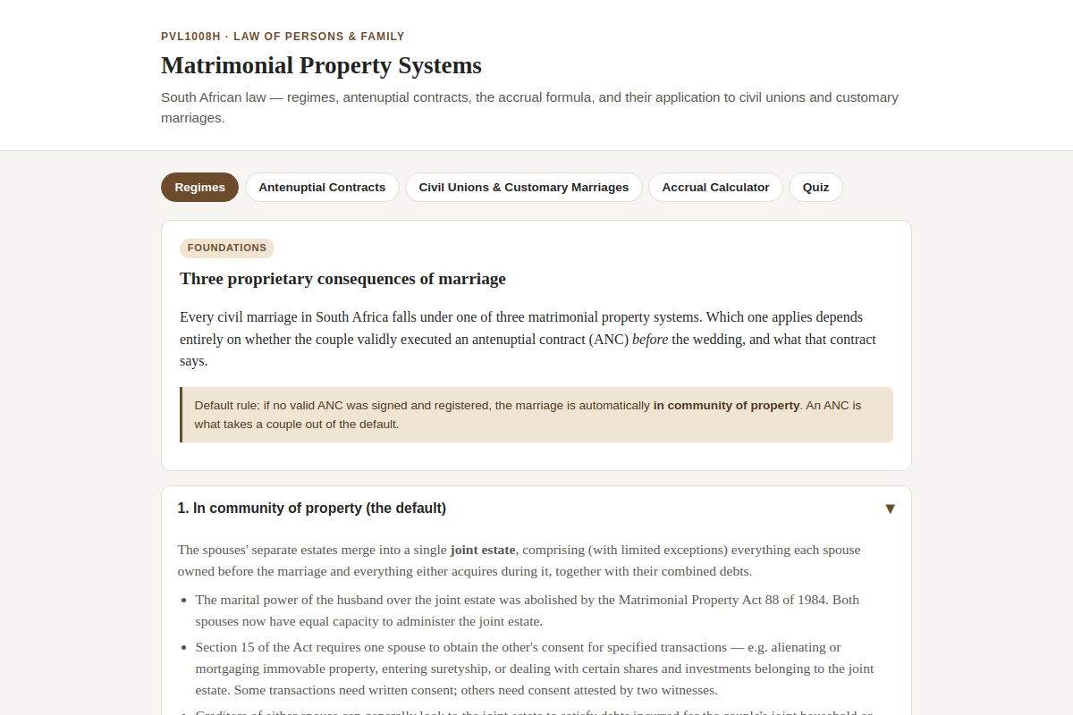 Preview of PVL1008H: Matrimonial Property Systems — Community, Accrual & ANCs