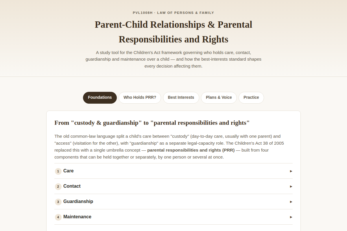 Preview of PVL1008H: Parental Responsibilities and Rights Under the Children's Act