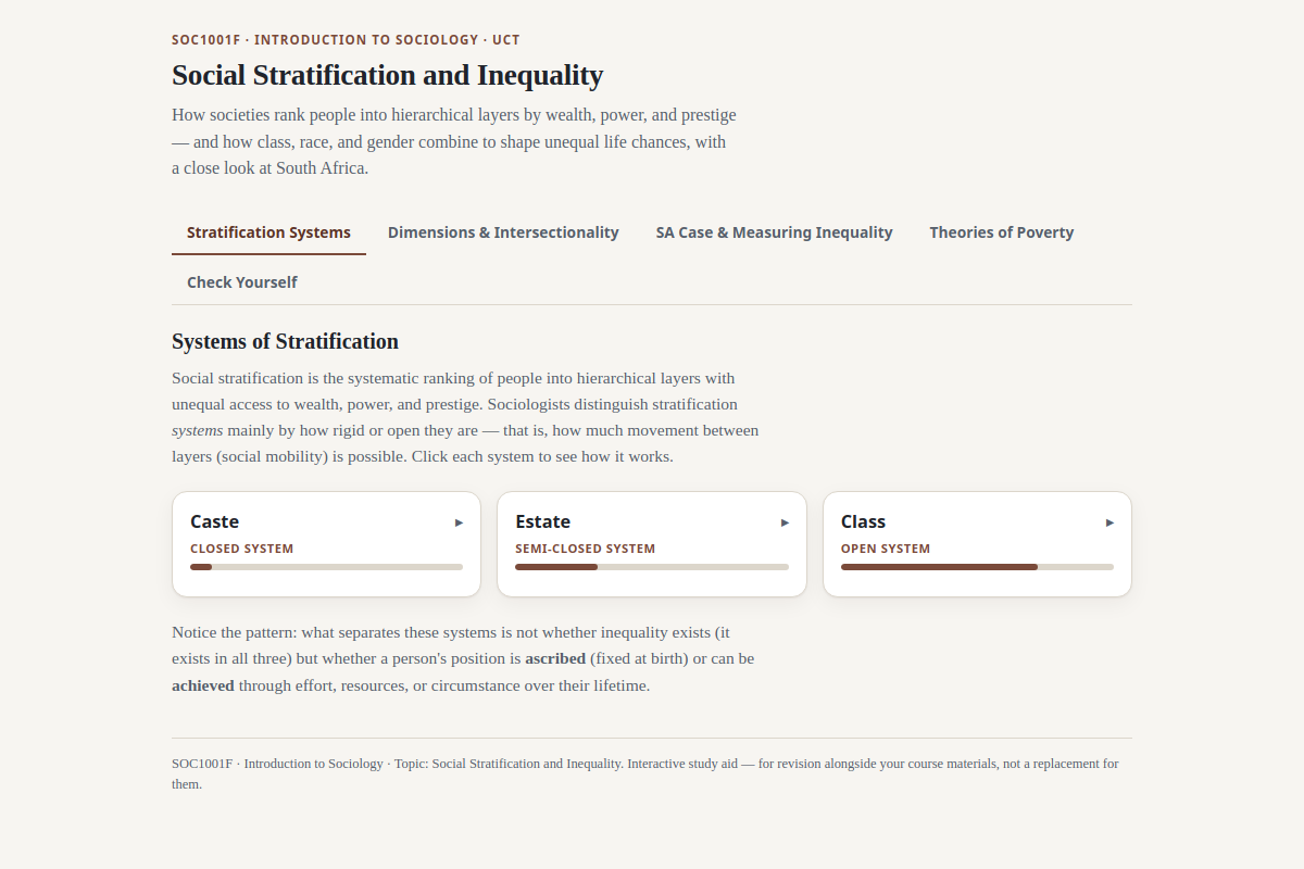 Preview of SOC1001F: Social Stratification and Inequality — Class, Race, Gender & Gini