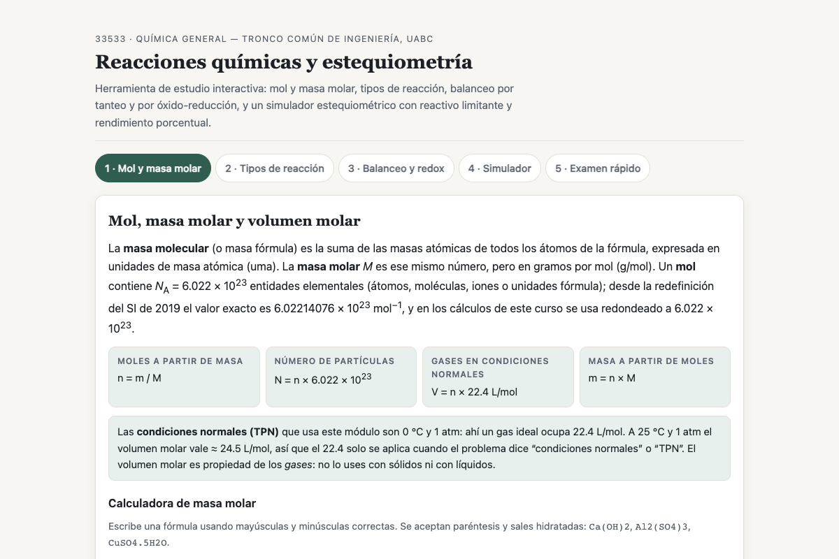 Preview of 33533 Reacciones Químicas y Estequiometría — Práctica UABC