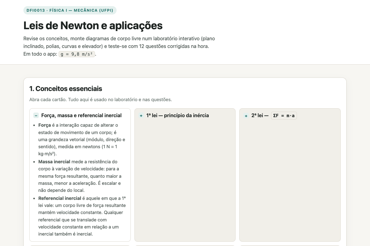 Preview of DFI0013: Leis de Newton e Aplicações — Simulador e Prática